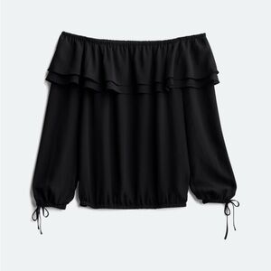 Michael Kors Black Ruffle Peasant Blouse, size M